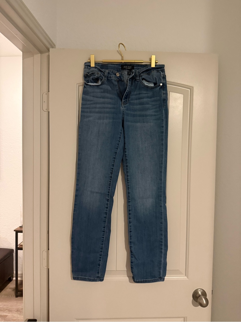 Judy Blue Mid-Rise Straight Leg Jeans - Medium Blue